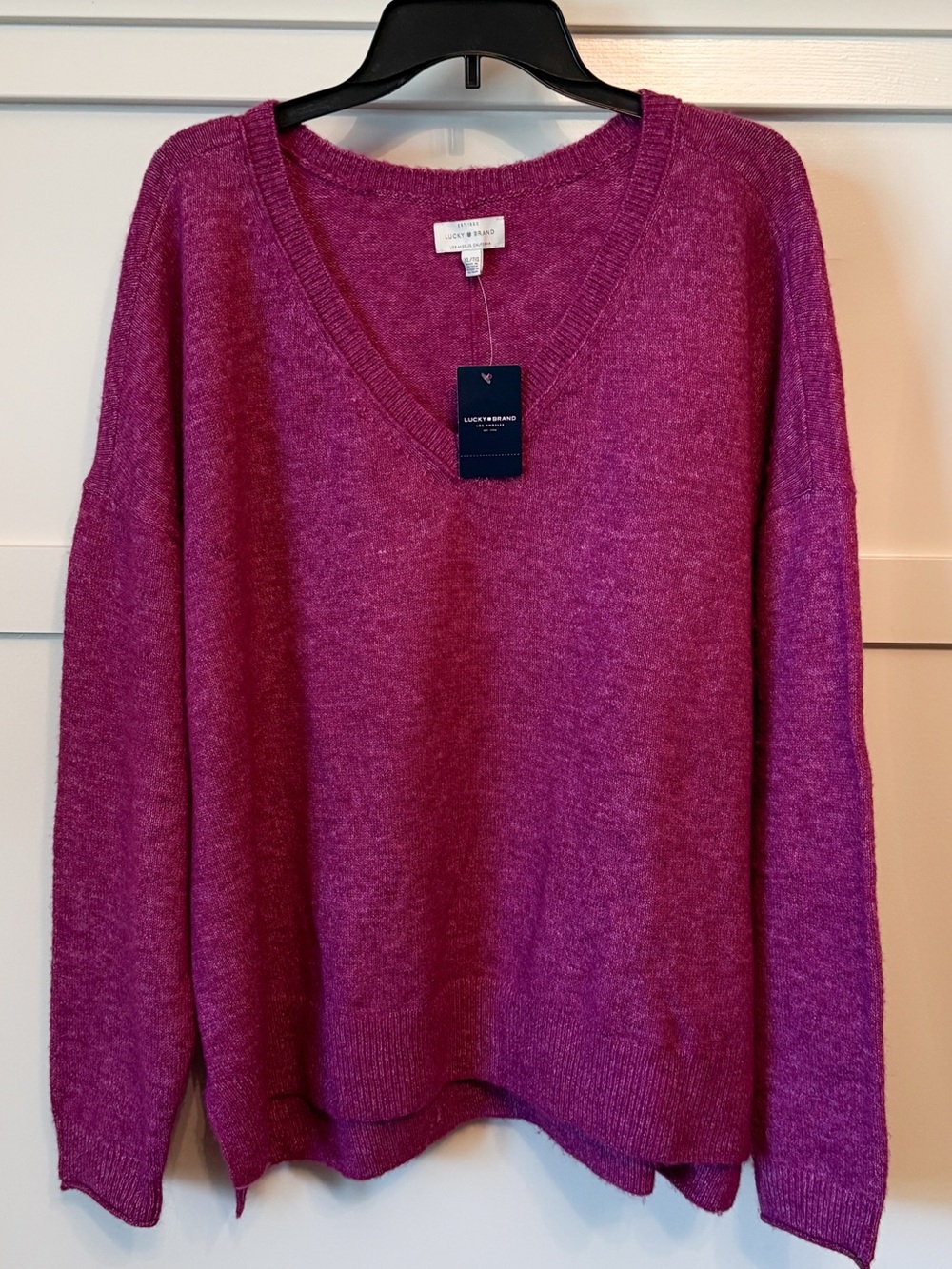 Lucky Brand Heather Berry V-Neck Sweater Women's XL NWT Soft Knit